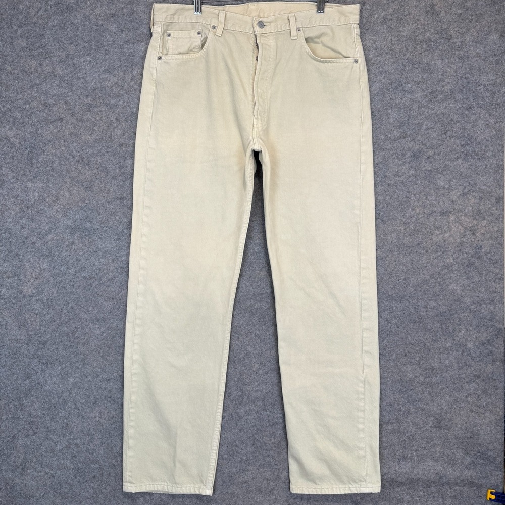 Vintage Levi's 501 Jeans Men 38x32 (fits 36x32) Cream Tan Denim Pant 90s Y2K USA